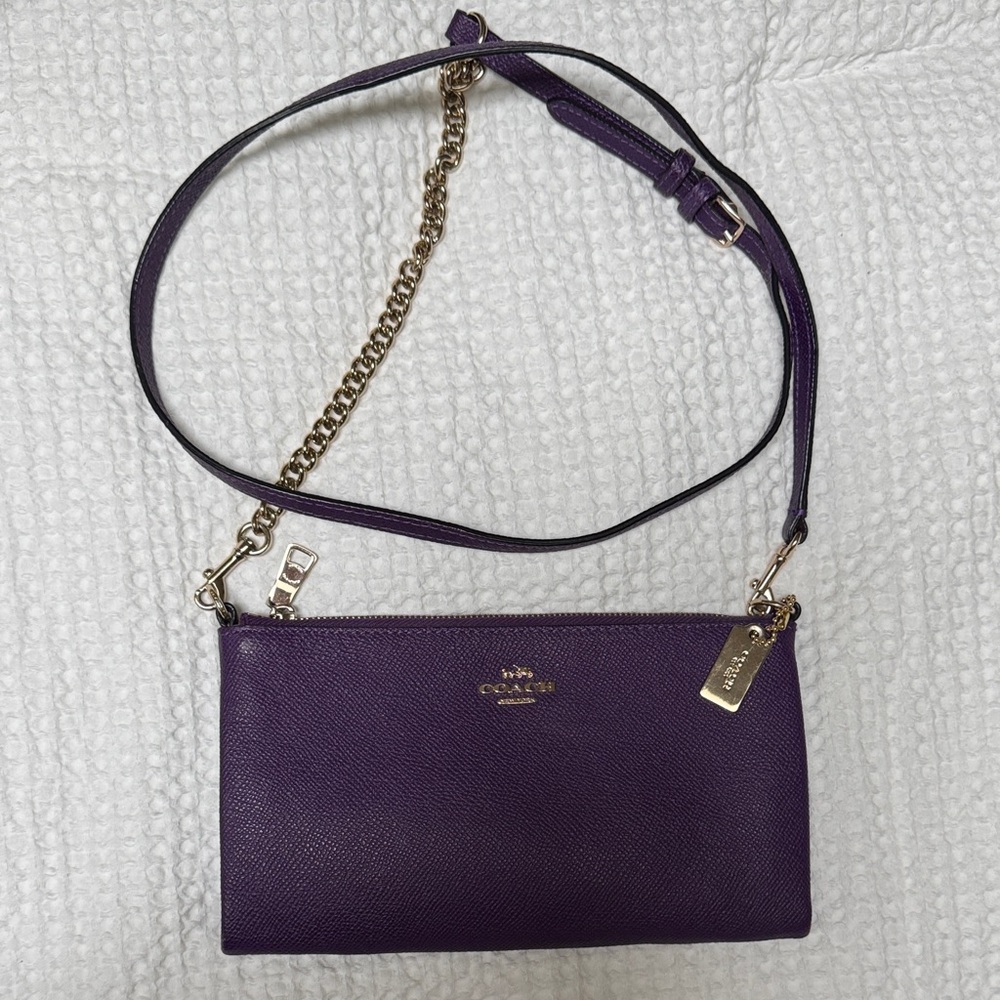 Coach Elegant Purple Crossbody Bag with Gold Accents